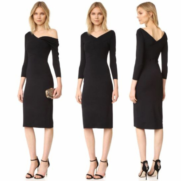 Theory Daverin Lustrate Bodycon Stretch Knit Midi Dress Black Women's Size P/XS - Picture 1 of 5